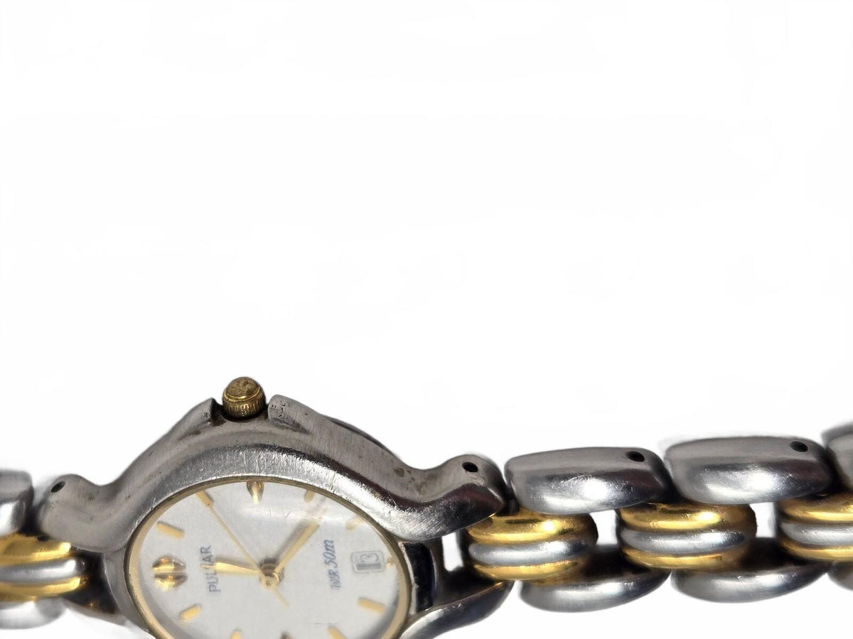 Vintage Pulsar Two-Tone Stainless Steel Women's Dress Watch with White Dial