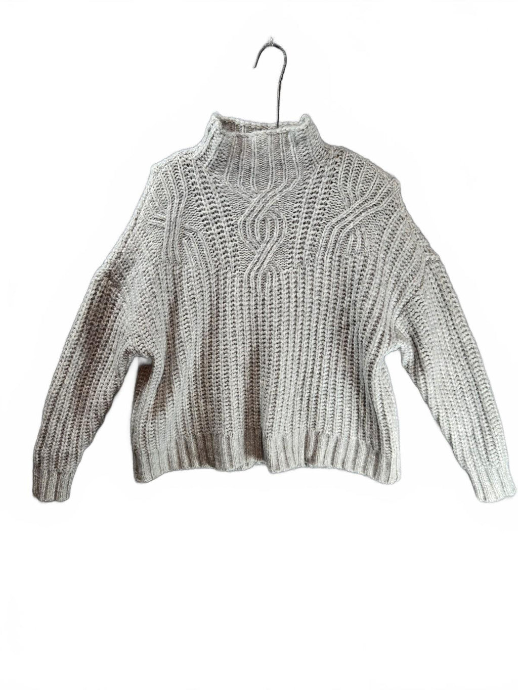 Gray Knit Turtleneck Sweater, Medium