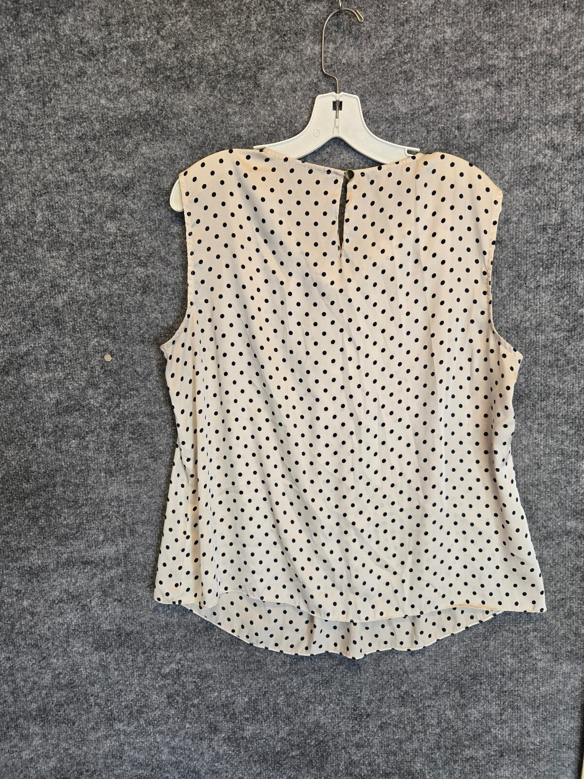 Jones New York Collection Blouse Womens Medium Cream Polka Dot Sleeveless Pleat