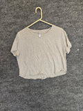 Light Gray Melange Raw Hem Cropped T-Shirt Size M Relaxed Fit Crewneck