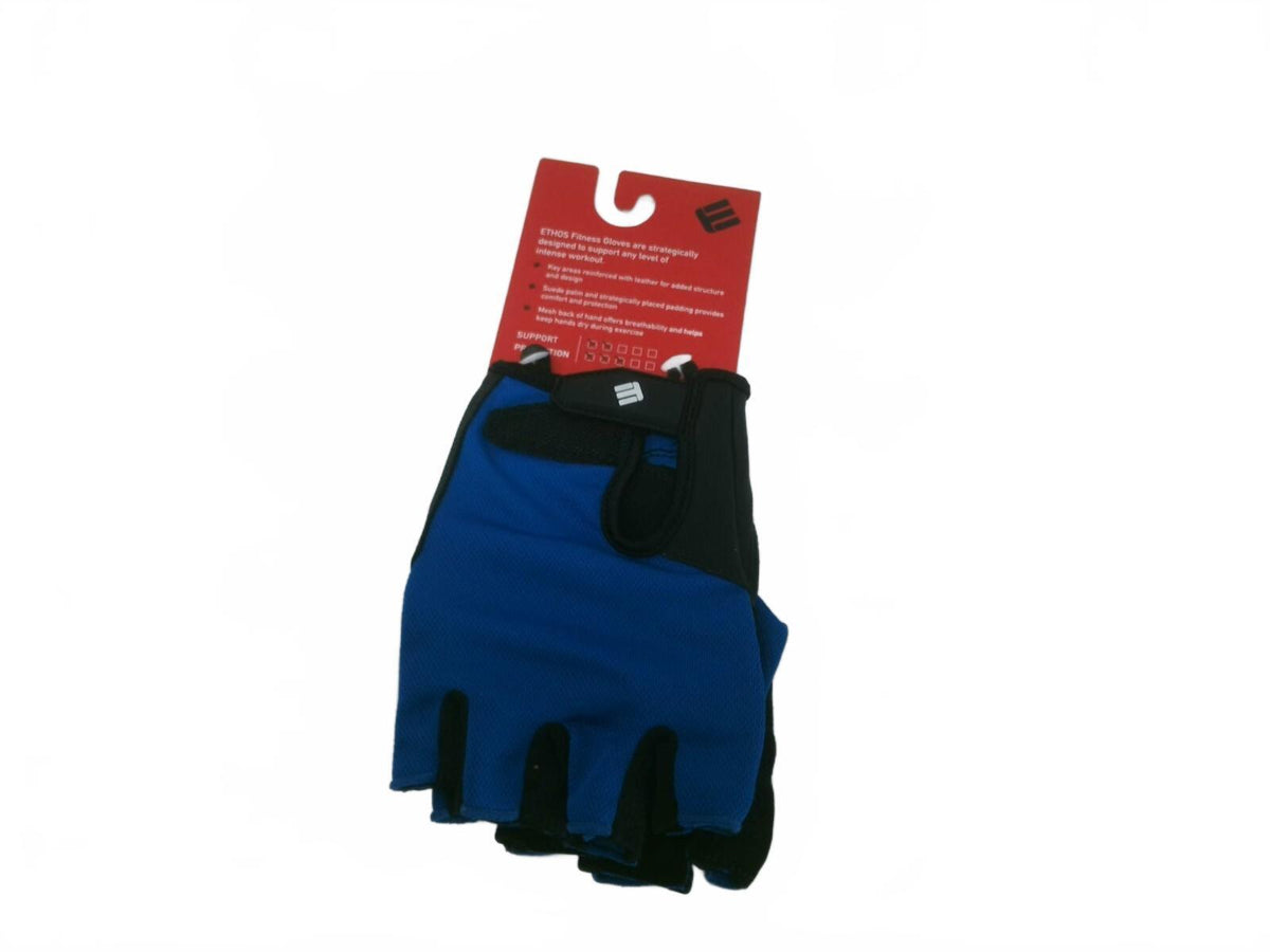 Colossus Large Blue and Black Cycling Gloves - Fingerless