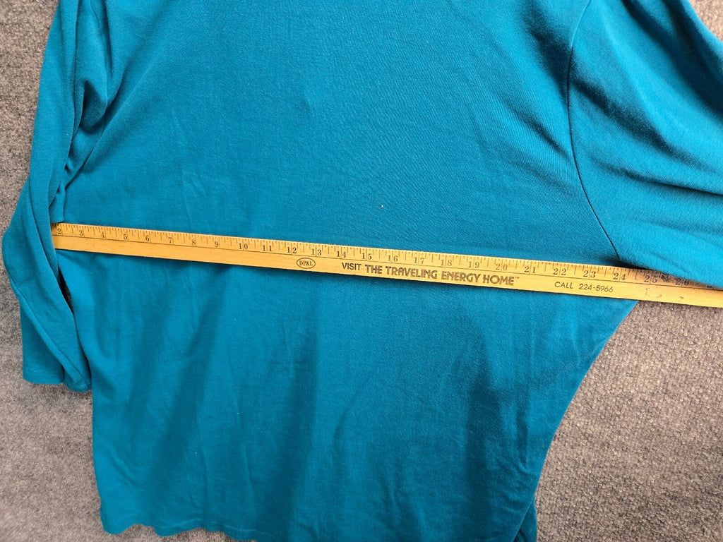 St. John's Bay Women's 2X Essential Tee Blue Cotton V-Neck Shirt