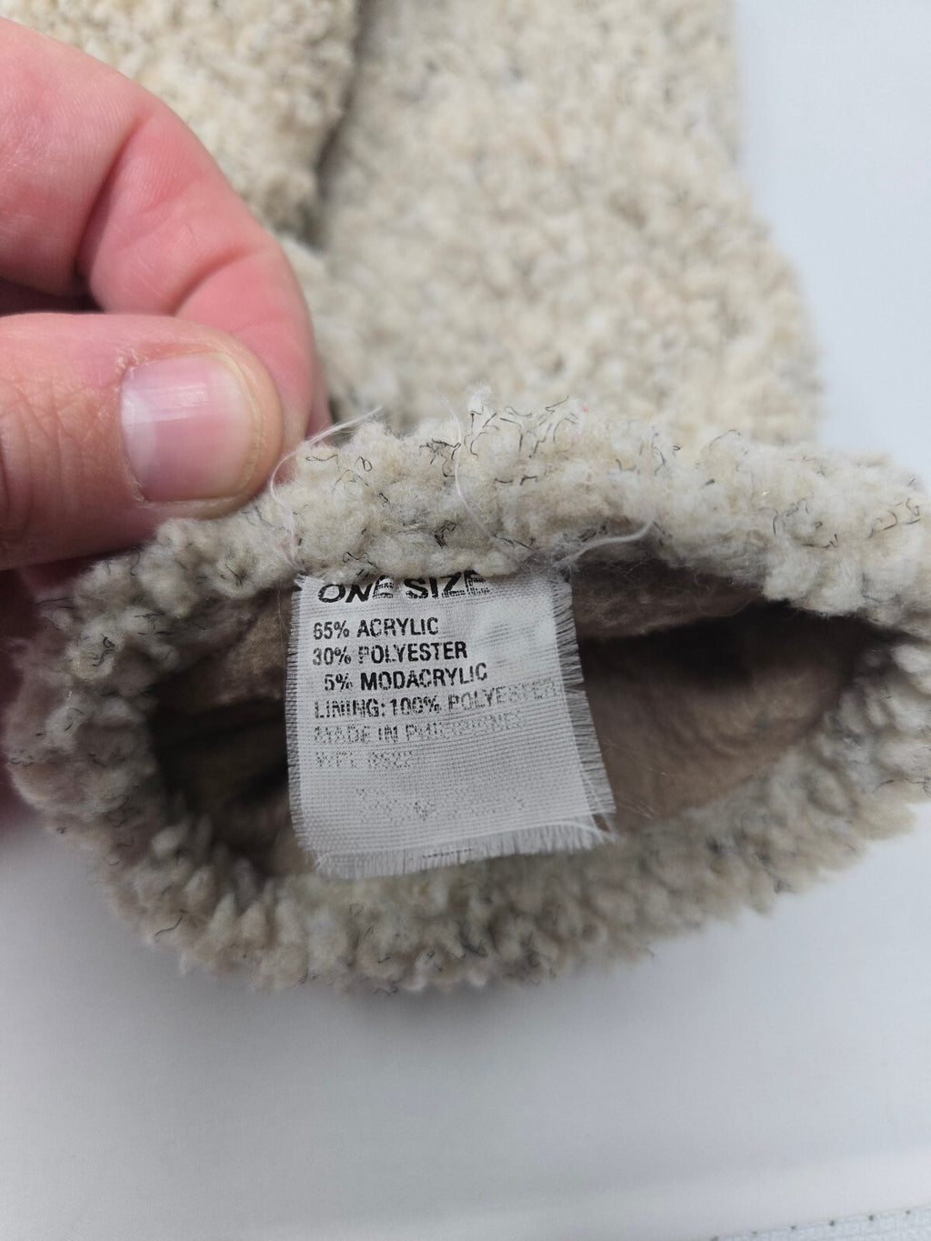 Cream Sherpa Fleece Winter Gloves Cozy Plush Oatmeal Beige Lining OSFM