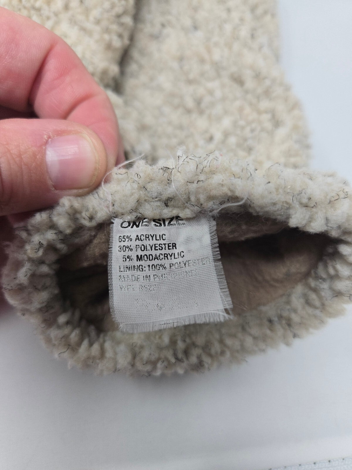 Cream Sherpa Fleece Winter Gloves Cozy Plush Oatmeal Beige Lining OSFM