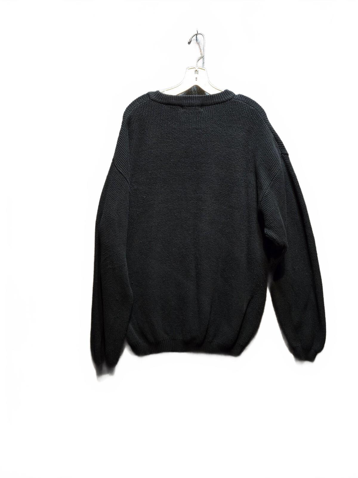 VTG IZOD Chunky Ribbed Fisherman Pullover Crew Neck Faded Black/Gray GUC Med