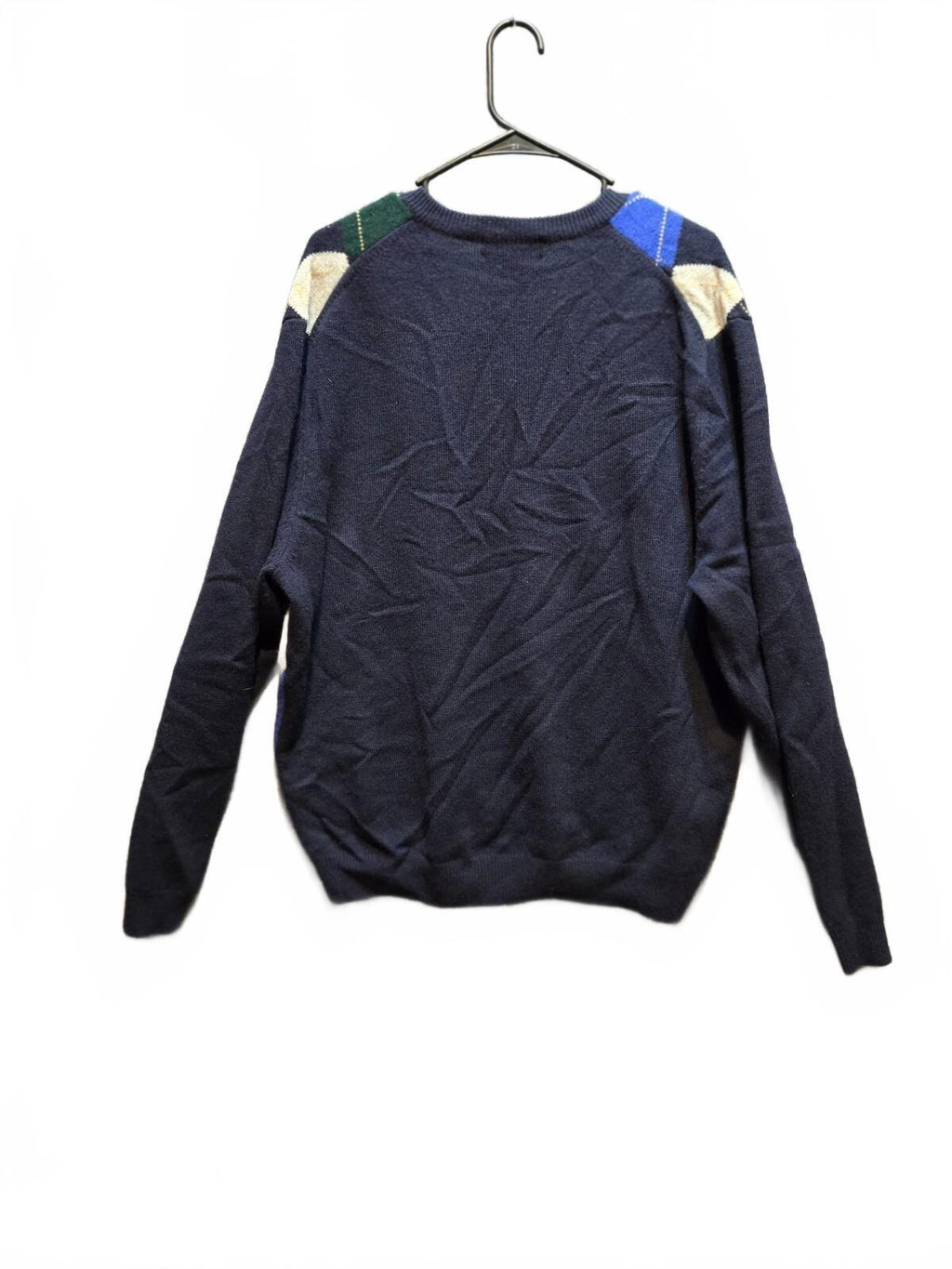 Brooks Brothers Men's XL Navy Argyle V-Neck Sweater 100% Scottish Lambswool