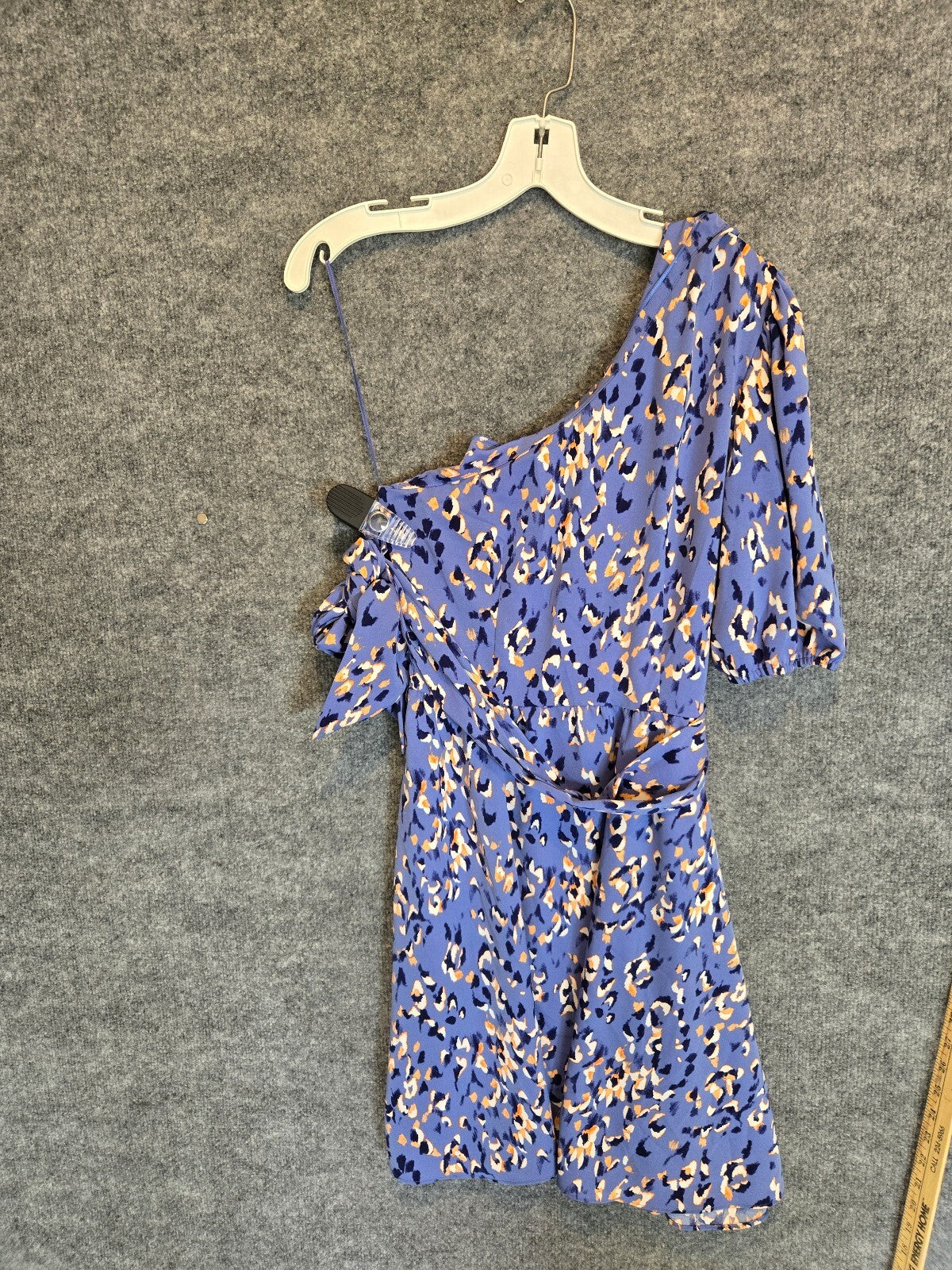 Nine West One-Shoulder Fit & Flare Dress Blue Animal Print size small