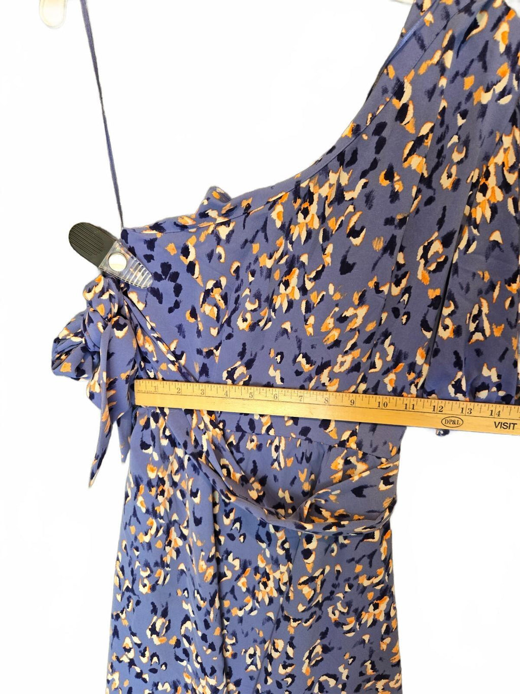 Nine West One-Shoulder Fit & Flare Dress Blue Animal Print size small
