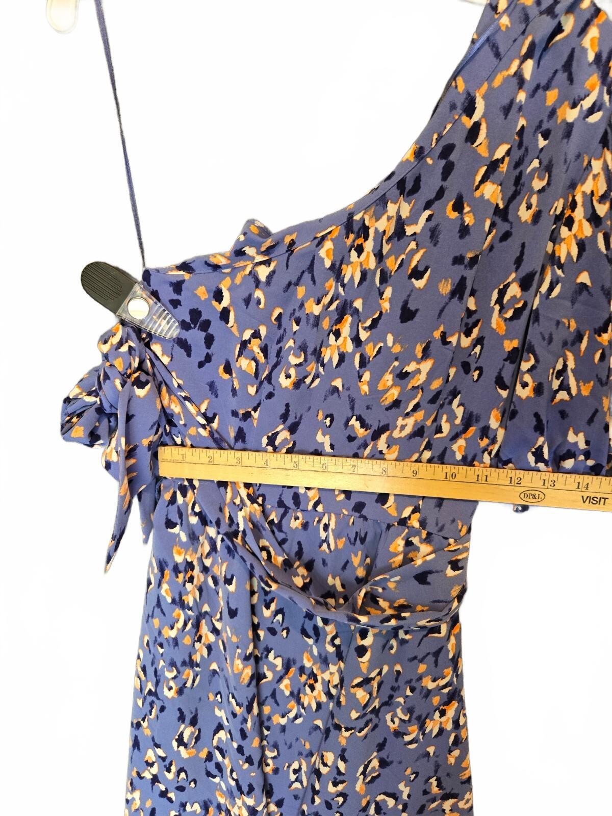 Nine West One-Shoulder Fit & Flare Dress Blue Animal Print size small