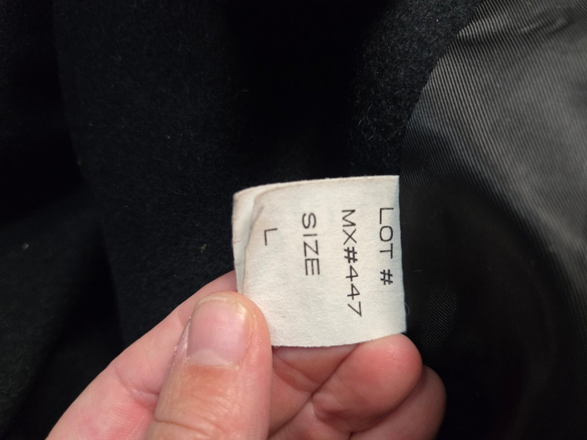 Classic Black Wool Peacoat Jacket with Double-Breasted Buttons