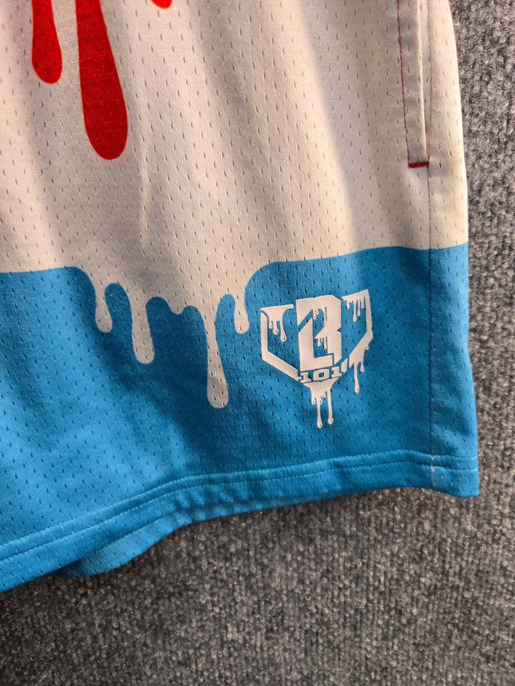 Baseball Lifestyle 101 Adult Small Drip Print Mesh Basketball Shorts