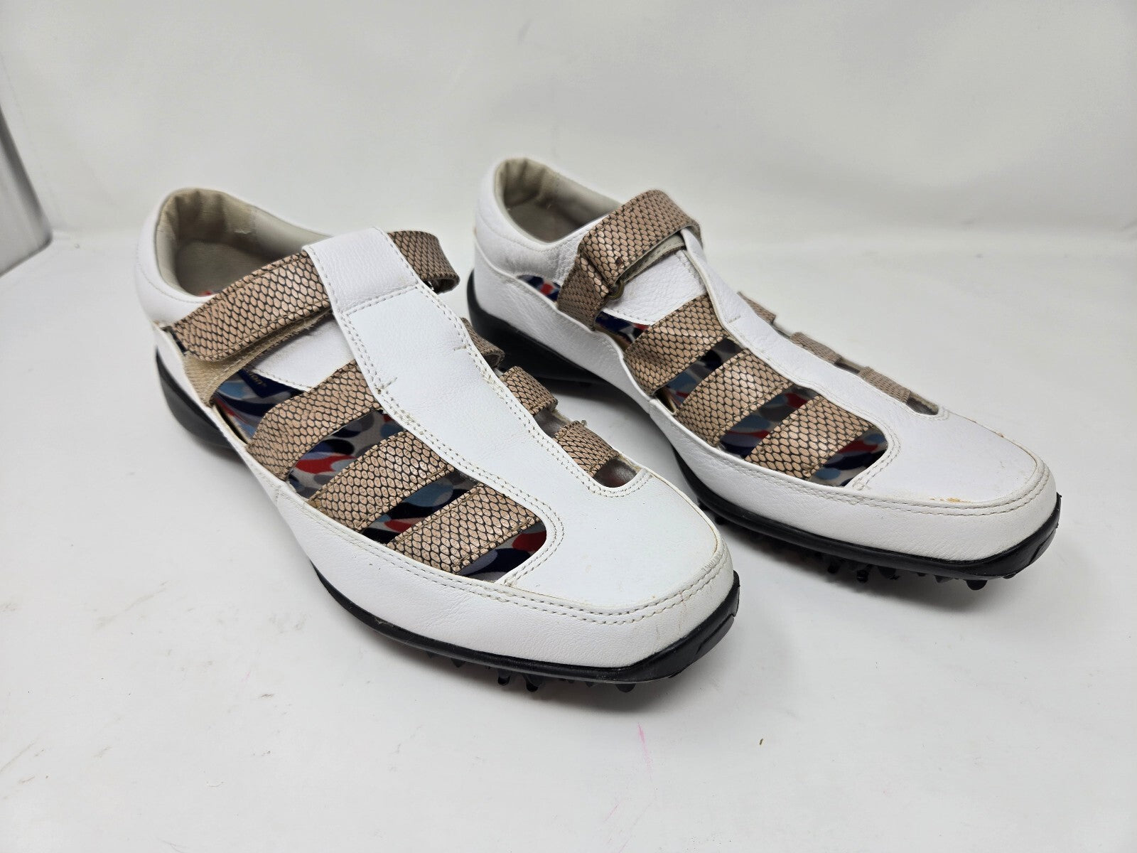 FootJoy LoPro Collection White and Tan Golf Shoes Size 8.5 M