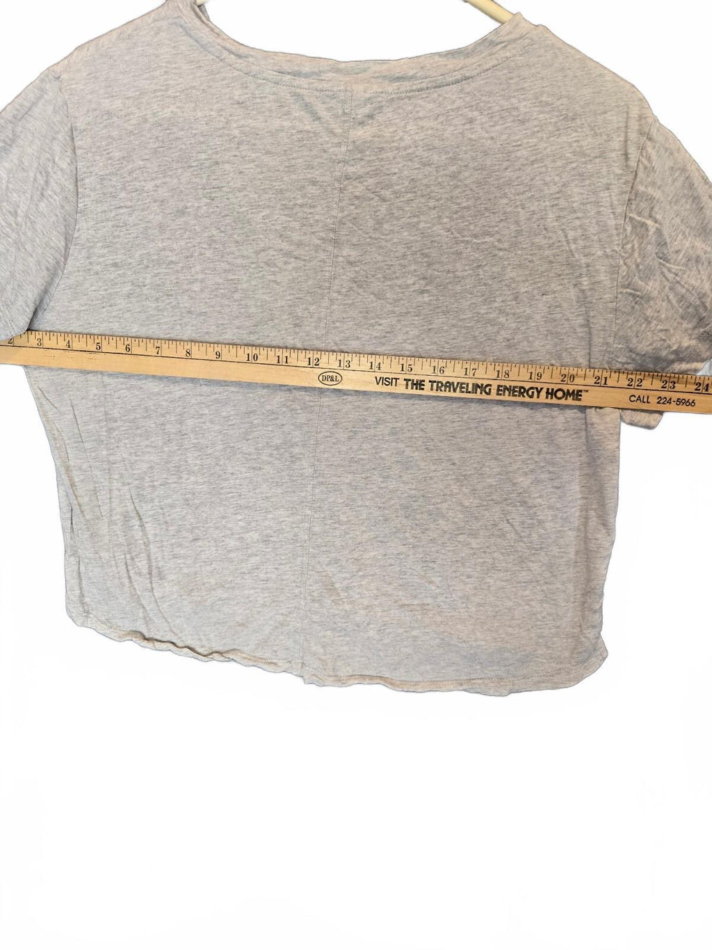 Light Gray Melange Raw Hem Cropped T-Shirt Size M Relaxed Fit Crewneck