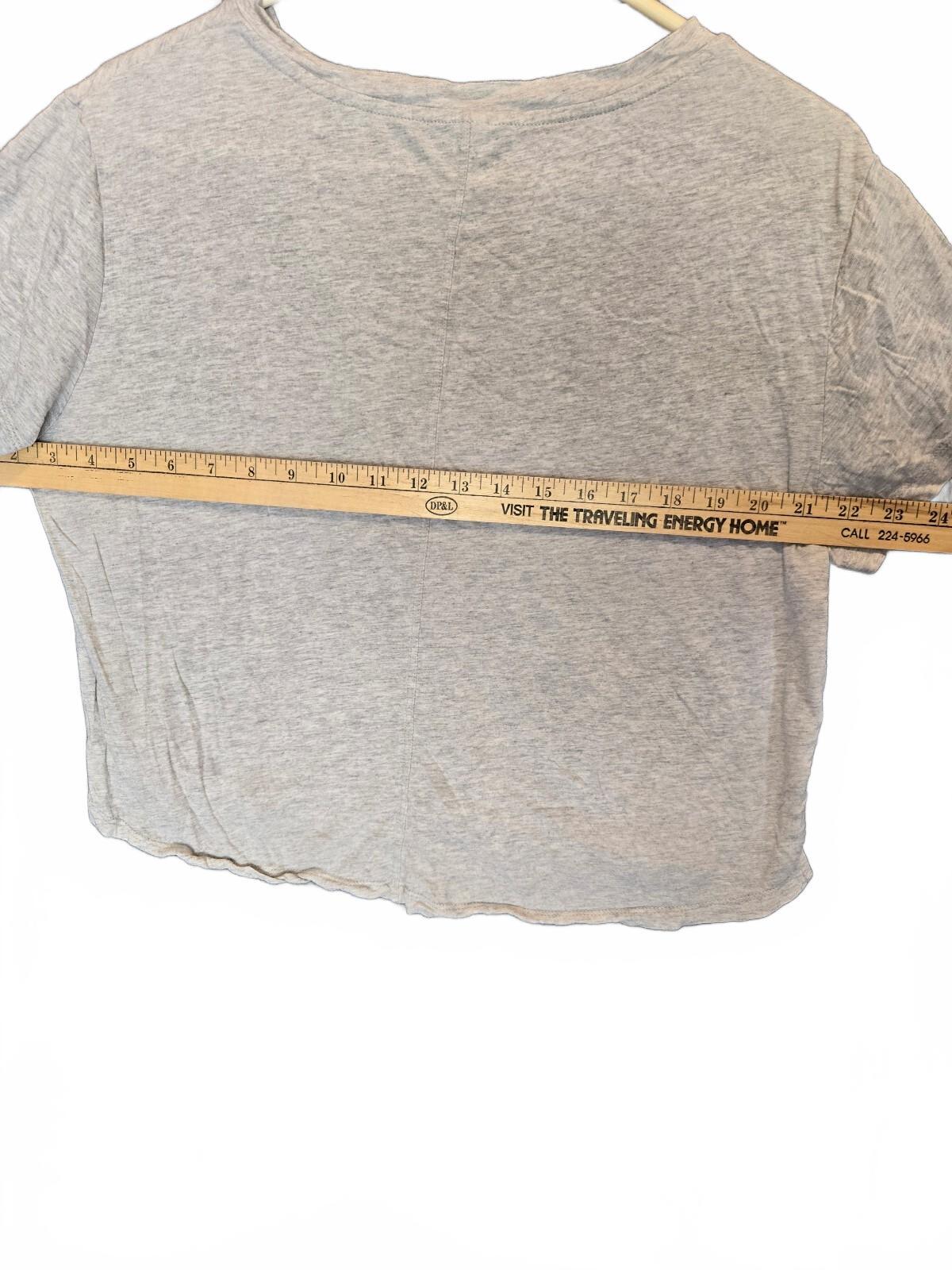 Light Gray Melange Raw Hem Cropped T-Shirt Size M Relaxed Fit Crewneck