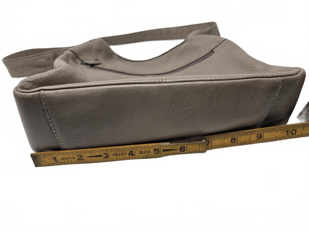 Vintage Tignanello Taupe Gray Slouchy Pebbled Leather Hobo Shoulder Bag