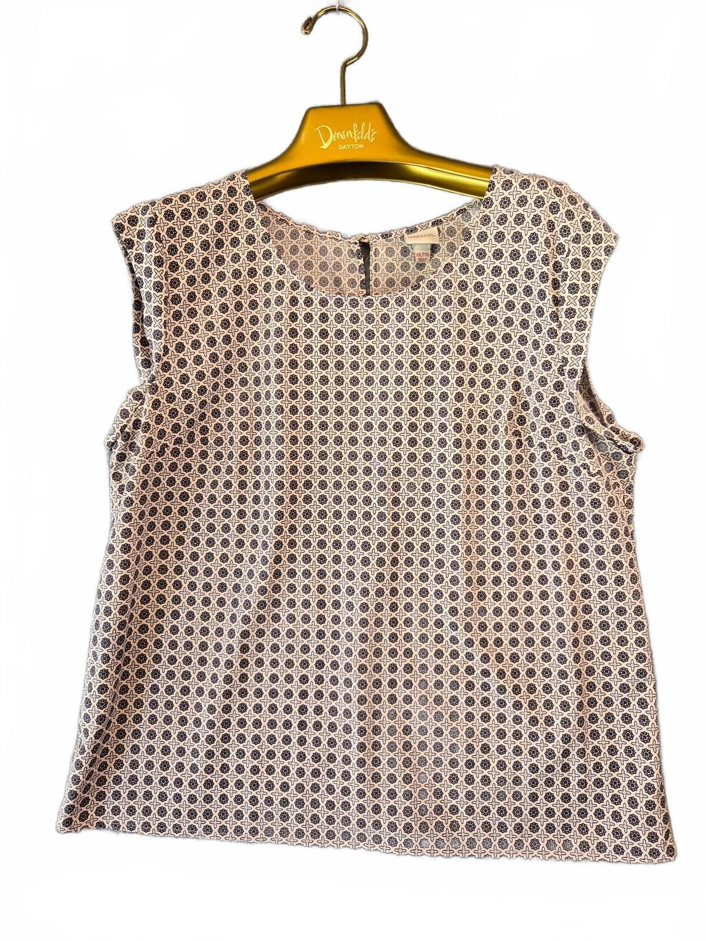 Merona Geometric Medallion Blouse Shell Top Pink Navy Sleeveless Plus Size XXL