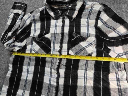 Lane Bryant Black and White Plaid Button-Up Shirt with Chest Pockets XL