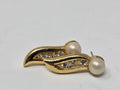 Vintage Gold-Tone Wave Crawlers/Climbers Pierced Post Earrings with Faux Pearls