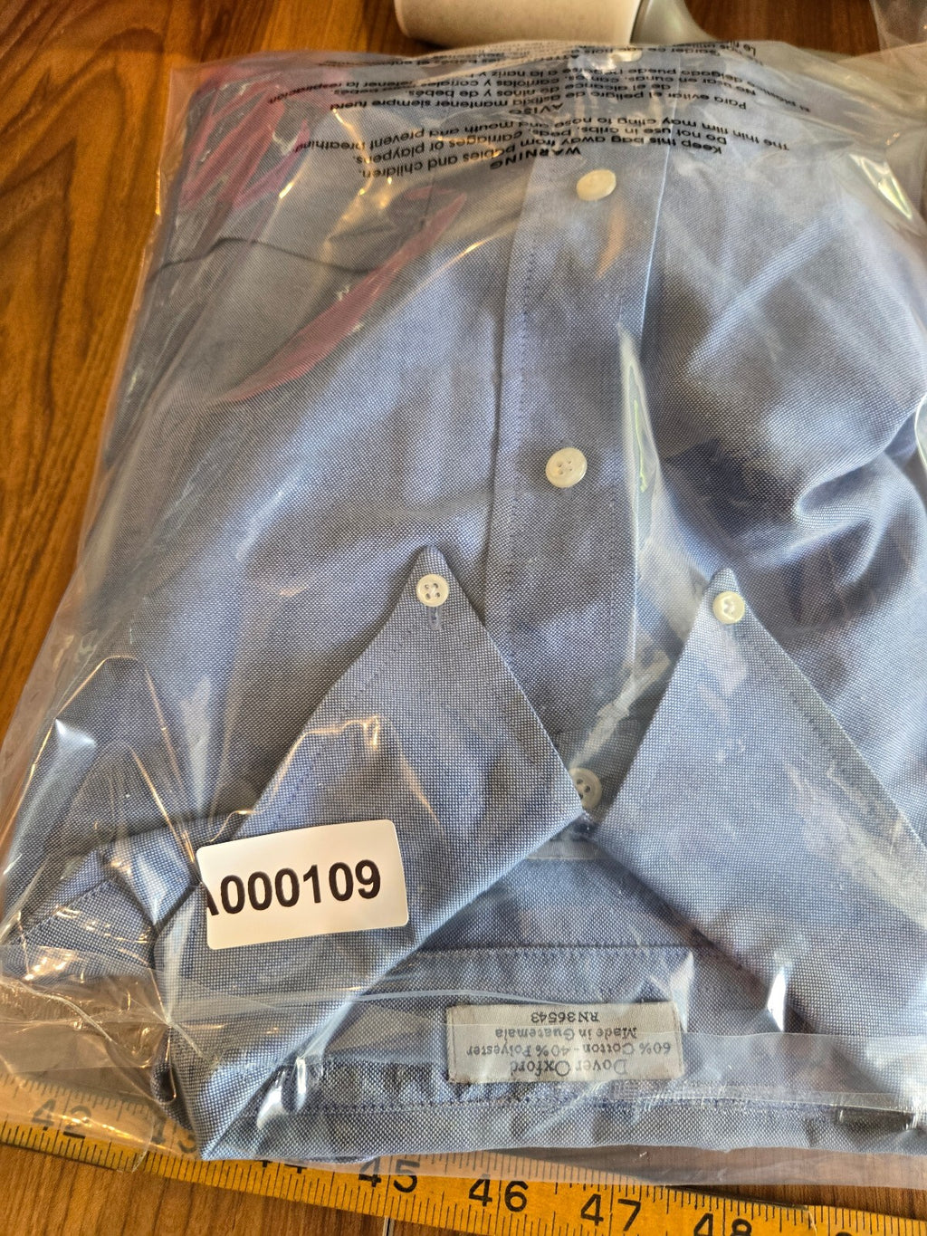 Arrow Dover Mens Long Sleeve Blue Oxford Cloth Button Down Shirt Lrg pots
