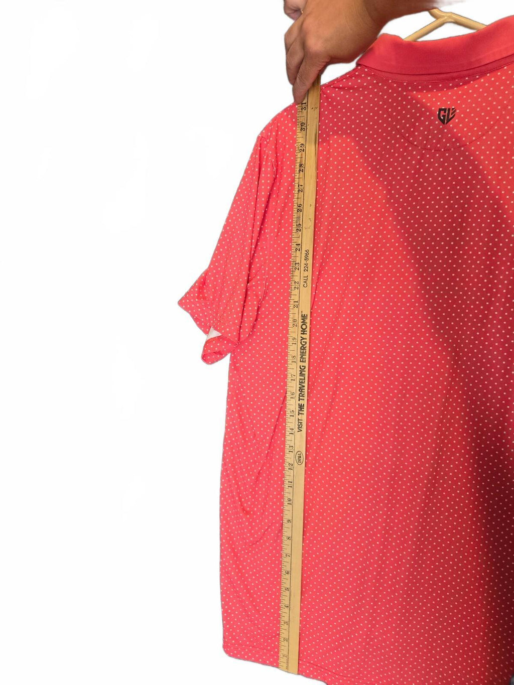 Graham Luxe 1764 Golf Men's Large Coral Pink Geo Square Dot Performance Polo