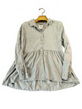 American Eagle Outfitters Women's Long Sleeve Button-Front Tunic Top in Light Fm
