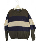 Vintage Izod 1990s Men's Cotton Grandpa Sweater Olive Green Navy Tan Medium