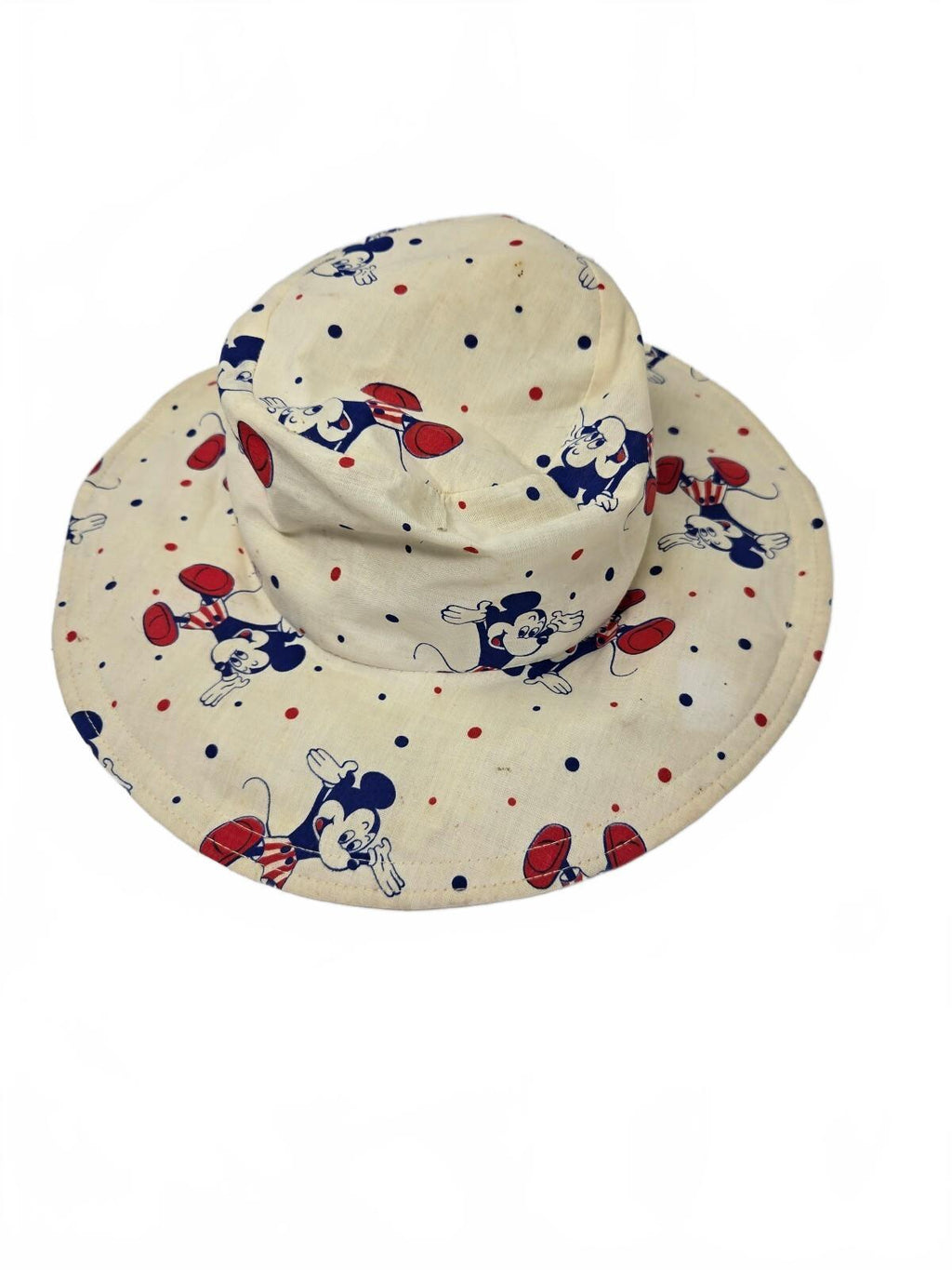 Disney Mickey Mouse All Over Print Bucket Hat Adult Sun Cap Cream Polka Dot