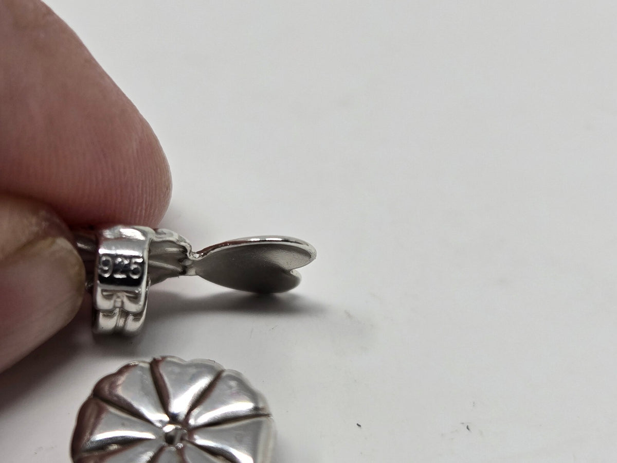 Vintage Solid .925 Sterling Silver High-Polish Heart Drop Post Earrings