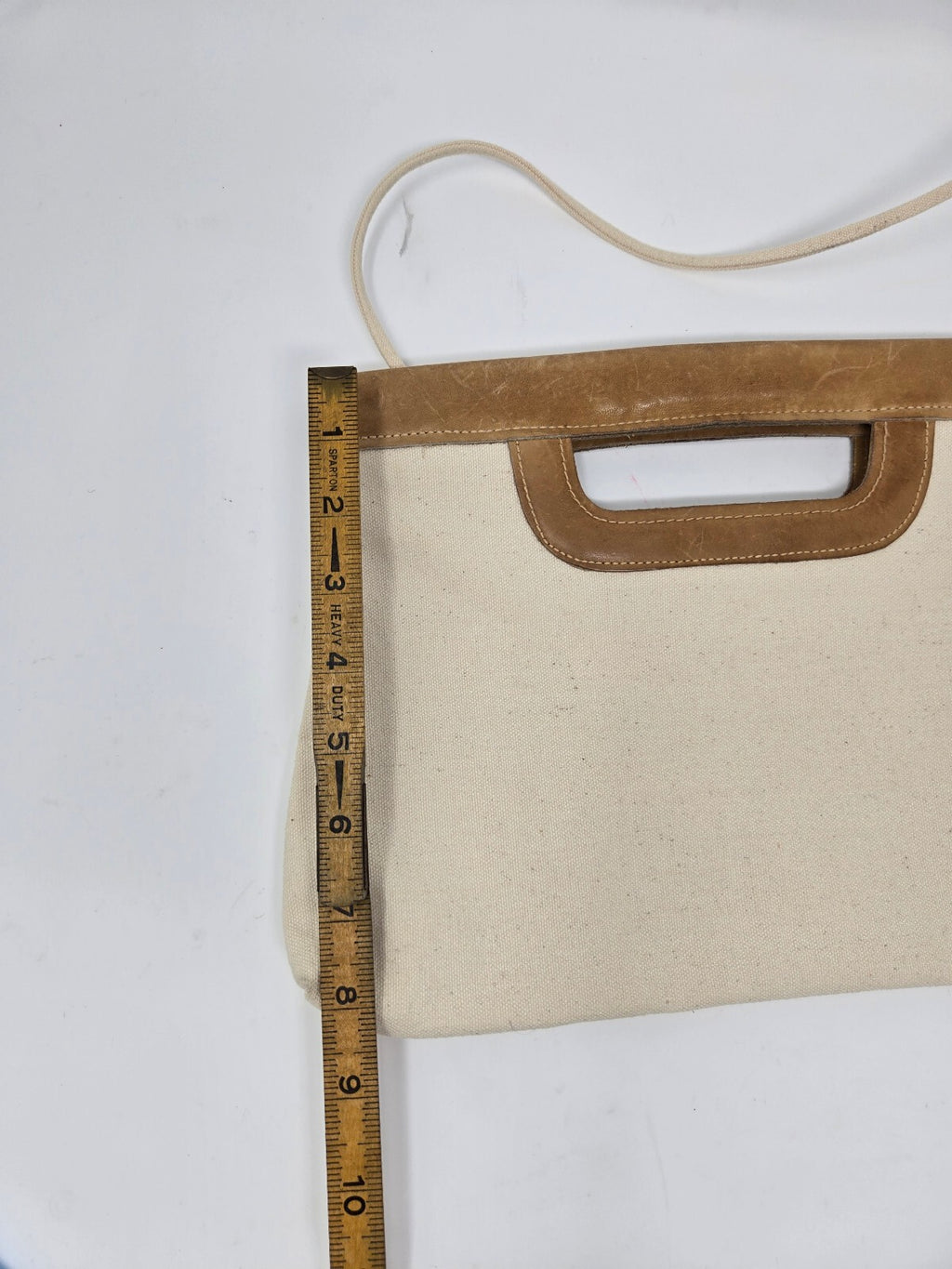 Vintage 1970s Boho Cream Canvas Convertible Clutch Shoulder Bag