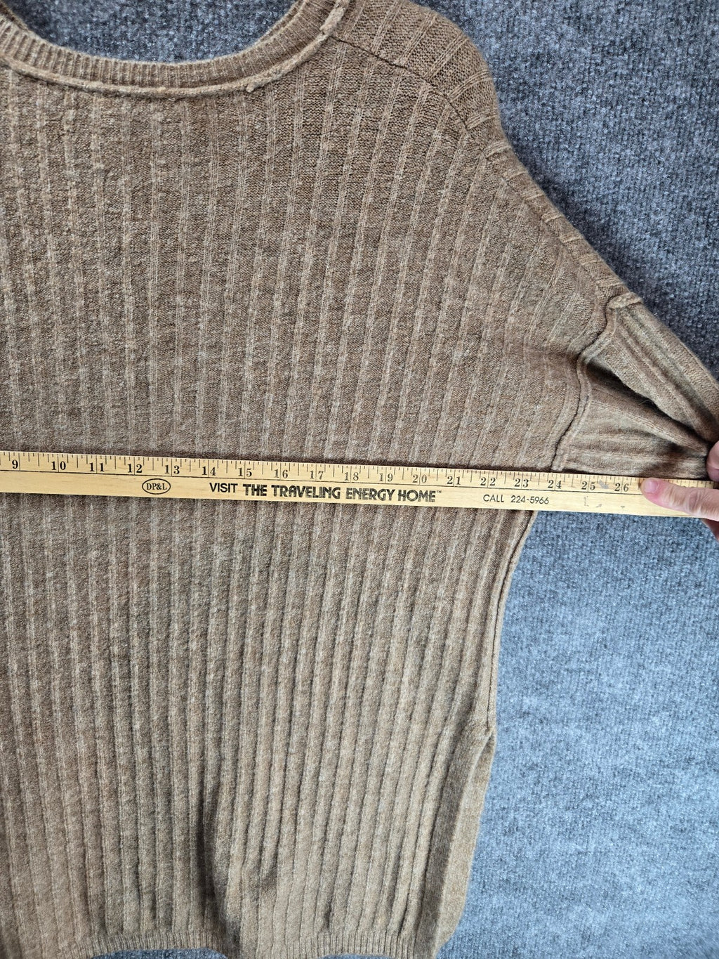 Intimately Free People Around The Clock Ribbed Knit Button Cuff Tunic Sweater Camel XS