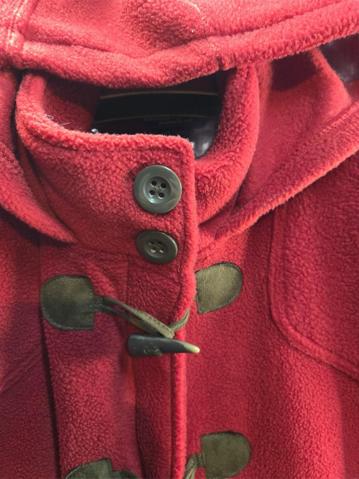 West Marine Anchor Peacoat 2 Red Fleece Toggle Hooded Jacket Size Large
