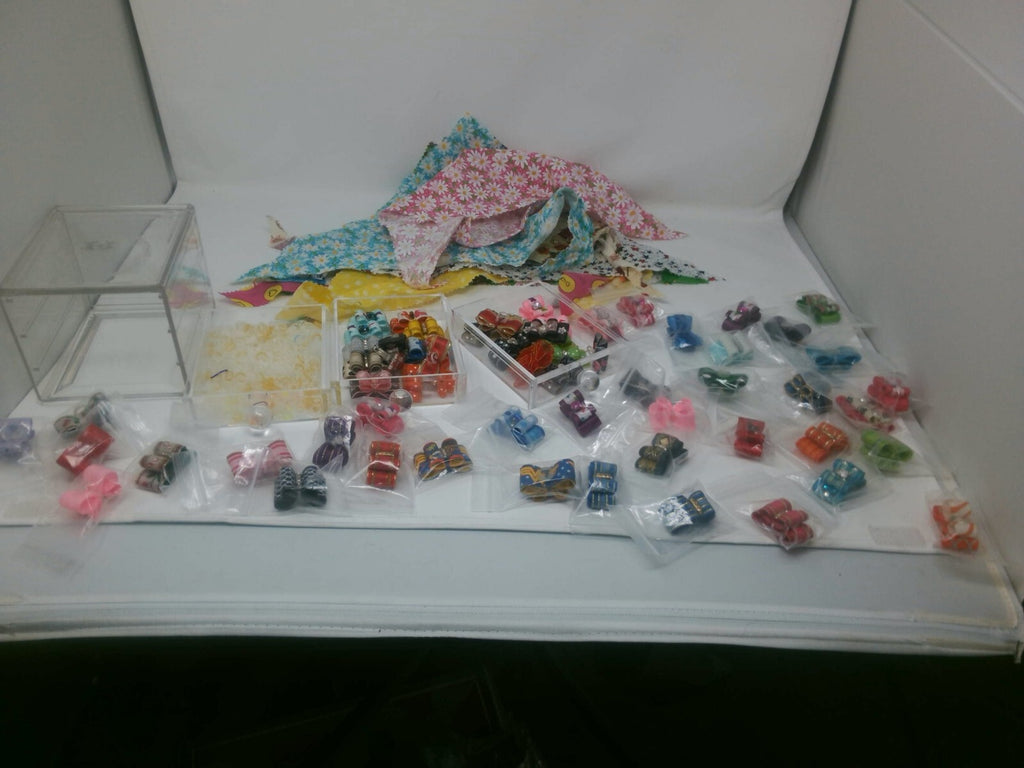 Bulk Pet GroomingLot- 35+ Assorted Handmade Dog Hair Bows & Bandanas Set
