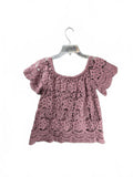 Haute Monde Floral Guipure Lace Off Shoulder Crop Blouse Top Dusty Rose Mauve