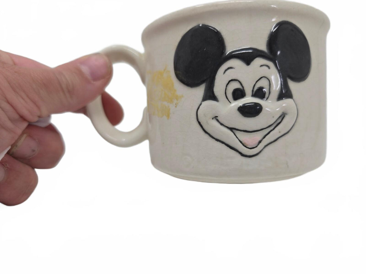 Vintage Walt Disney Production 3D Ceramic Mickey Mouse Mug 1970s