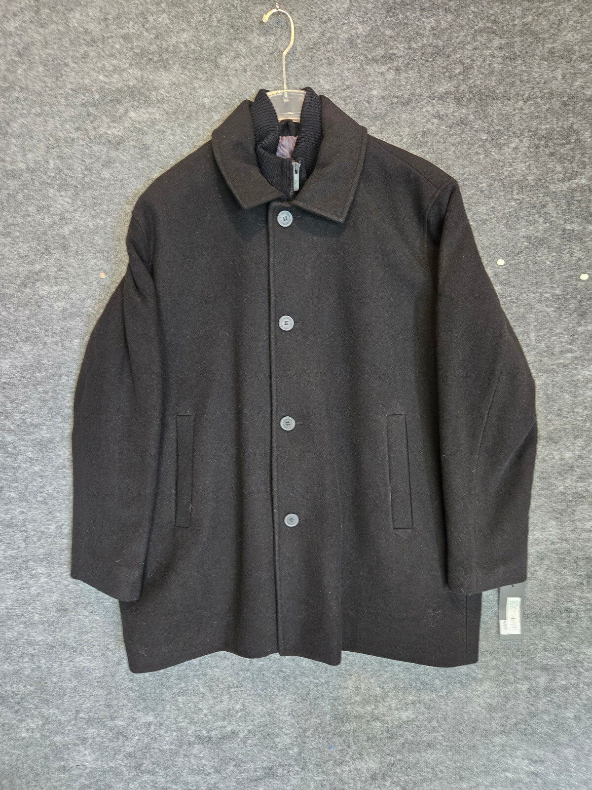 Kenneth Cole New York Mens Wool Blend Car Coat Zip Bib Jacket Black NWT XXL