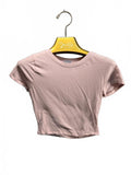 Tillys Dusty Pink Ribbed Cropped Tee - Soft Cotton Crop Top Size S