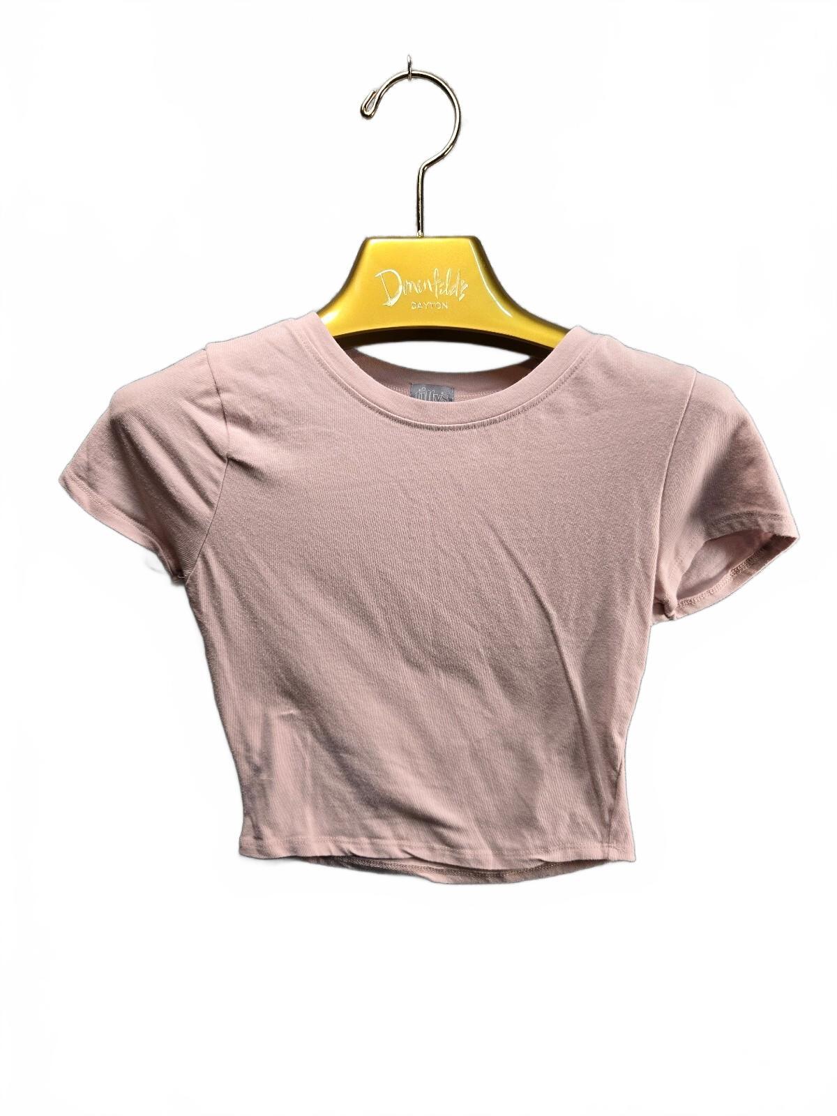 Tillys Dusty Pink Ribbed Cropped Tee - Soft Cotton Crop Top Size S
