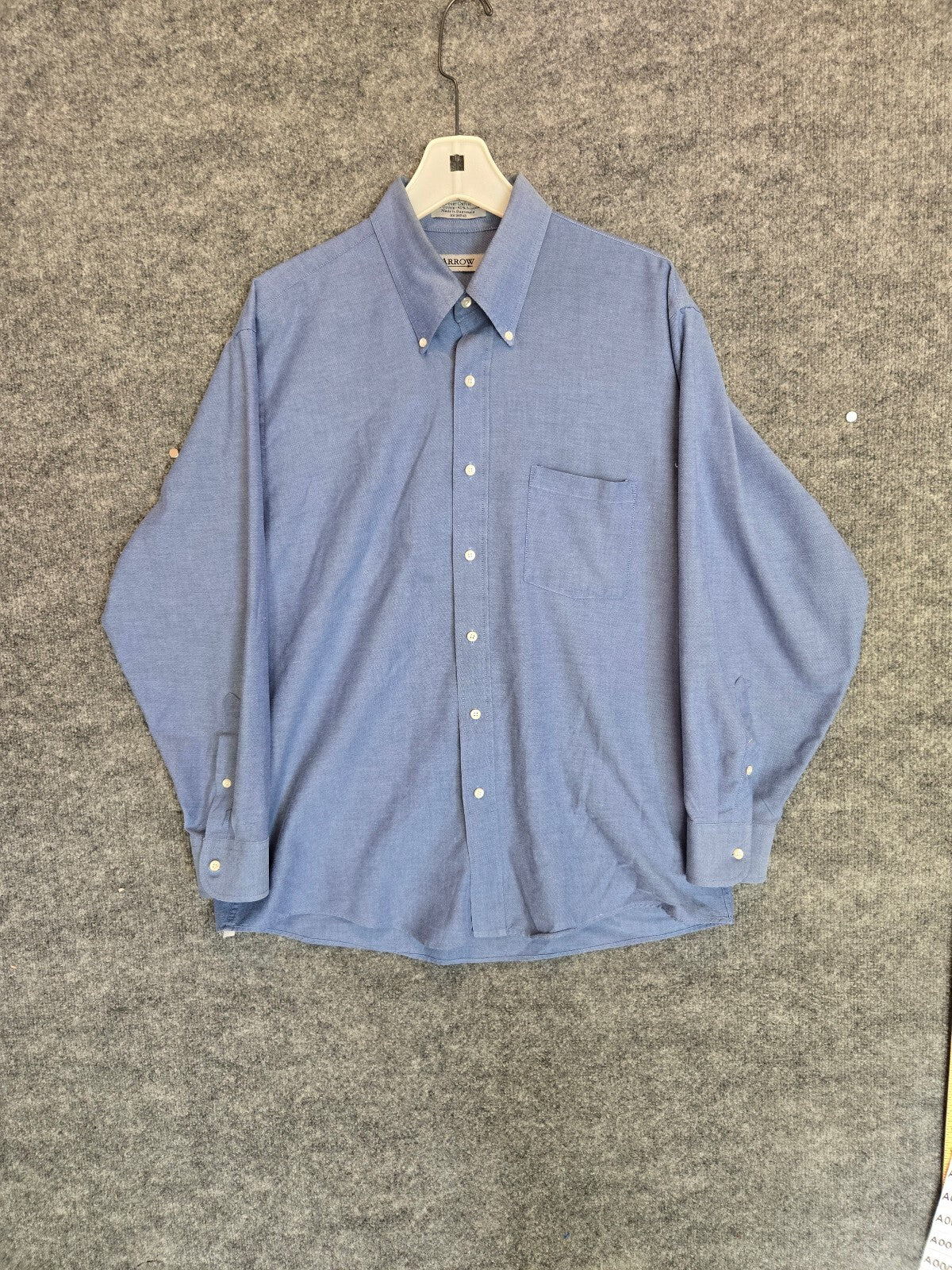 Arrow Dover Mens Long Sleeve Blue Oxford Cloth Button Down Shirt Lrg pots