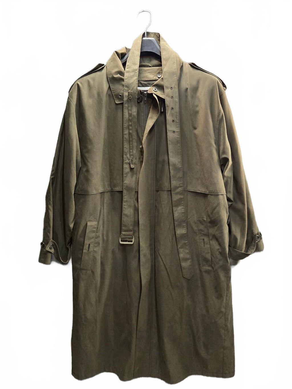 London Fog Classic Olive Green Trench Coat, Size 43 Long
