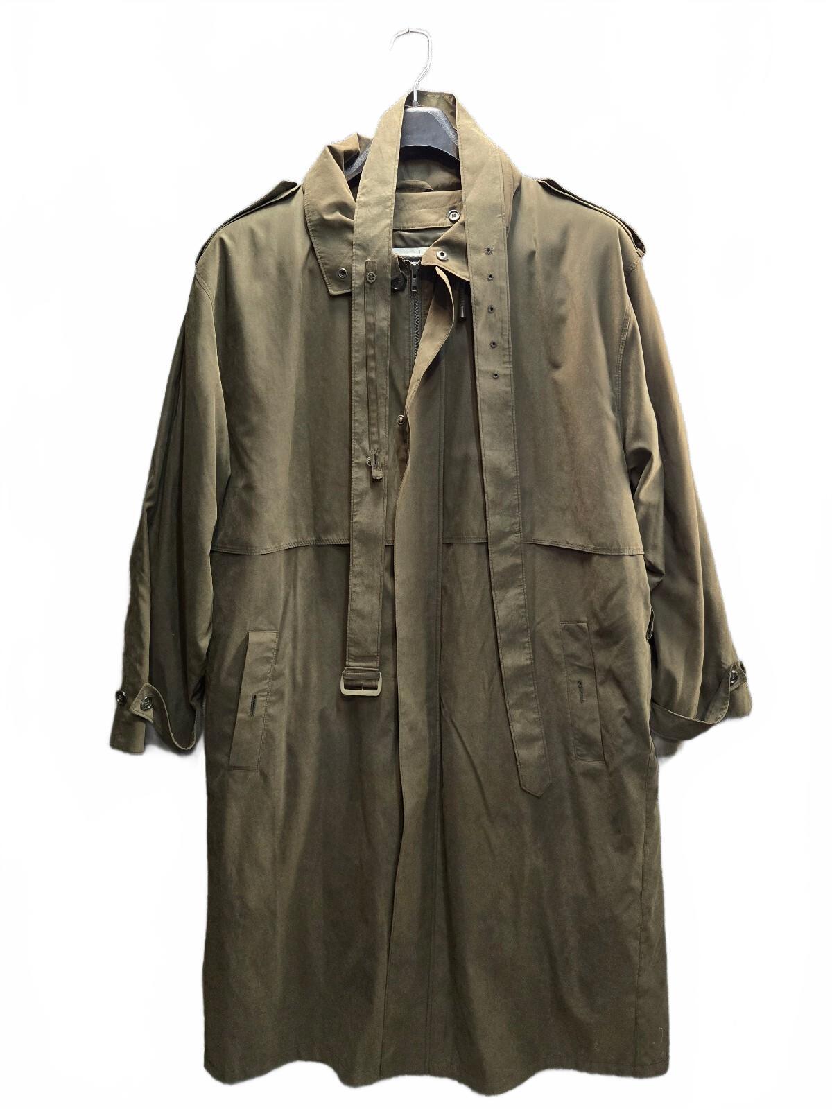 London Fog Classic Olive Green Trench Coat, Size 43 Long