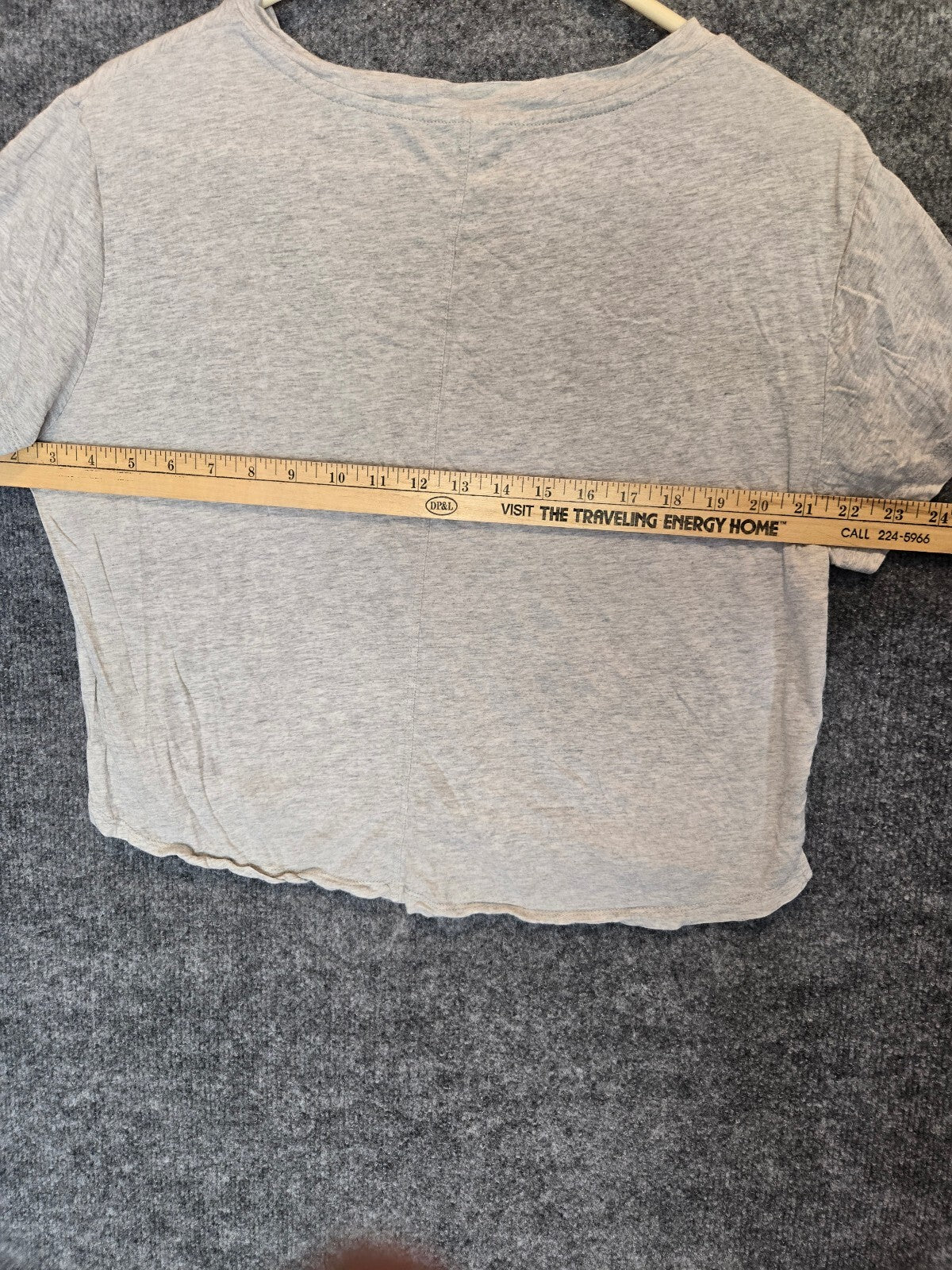 Light Gray Melange Raw Hem Cropped T-Shirt Size M Relaxed Fit Crewneck