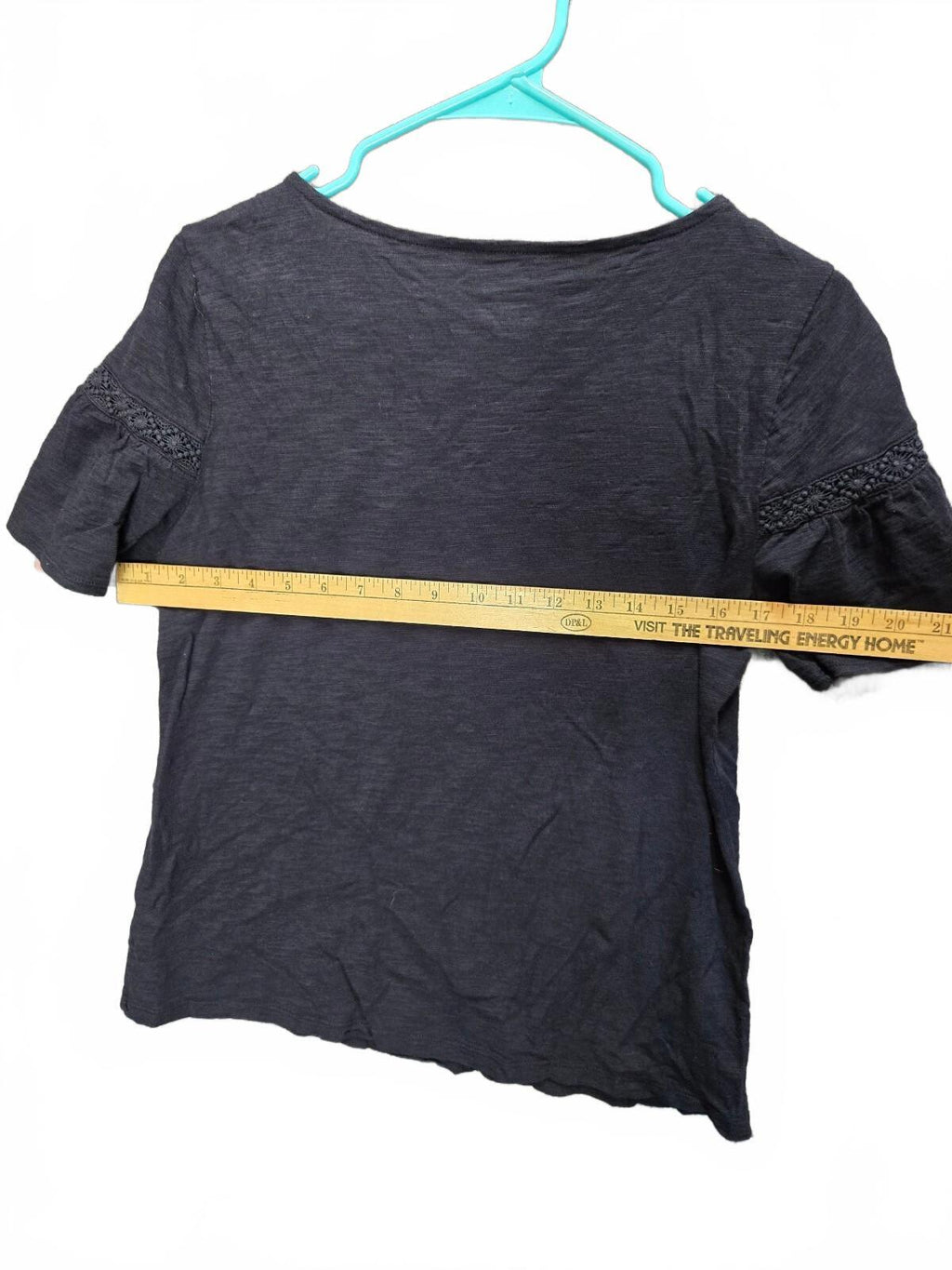 Talbots Women's Navy Blue Eyelet Lace Yoke Top MP