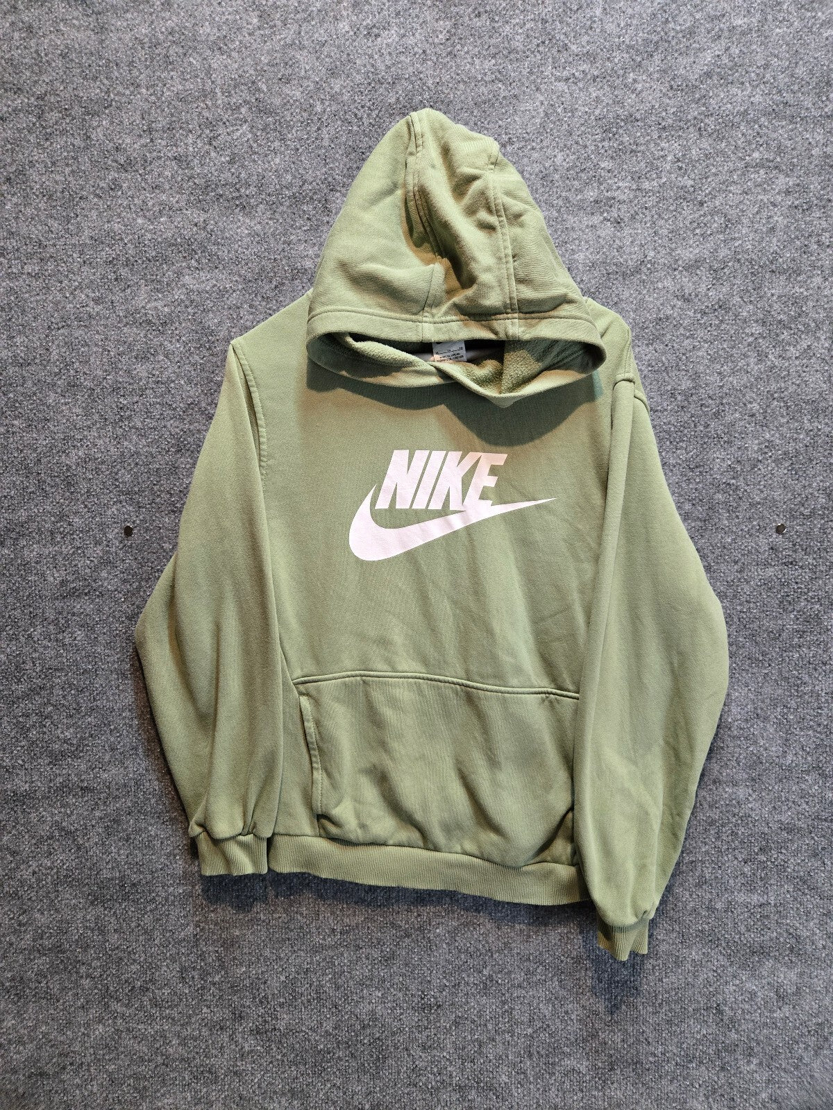 Nike Big Kids Club Fleece Pullover Hoodie Sage Green White Logo Sz Youth XL