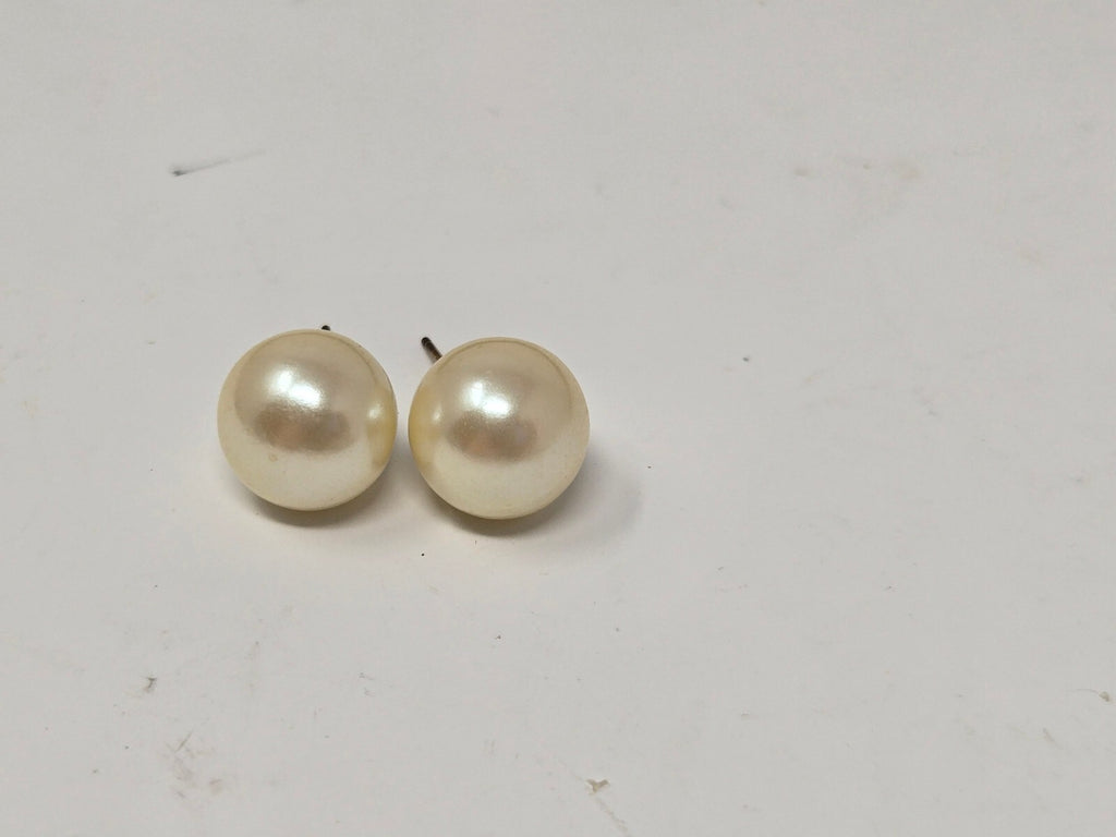 Vintage Cream Faux Pearl Classic Stud Post Earrings with Gold-Tone Backing