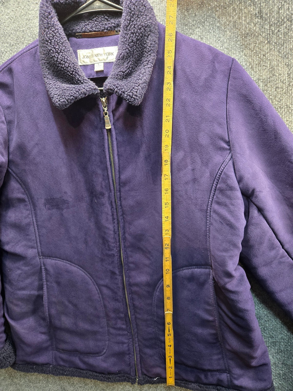 Jones New York Purple Fleece Jacket with Sherpa Lining, Women's Medium