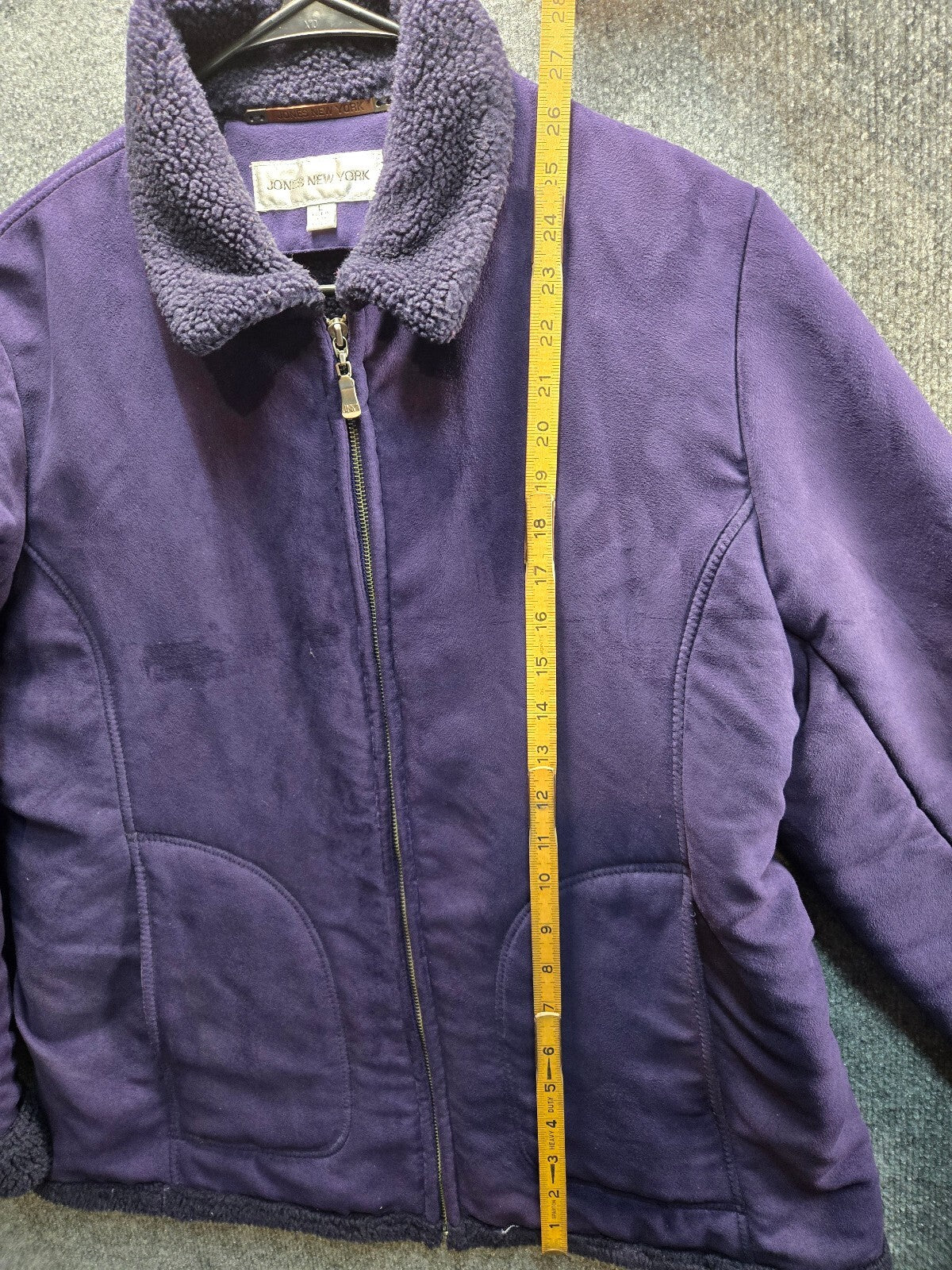Jones New York Purple Fleece Jacket with Sherpa Lining, Women's Medium