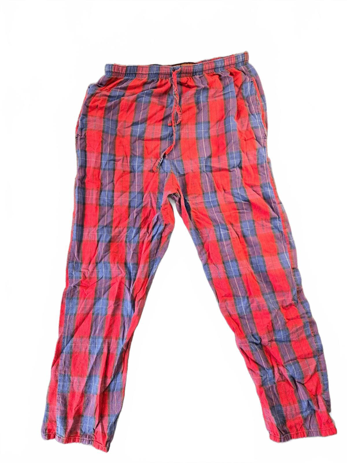 Red and Blue Plaid Lounge Pants with Drawstring Waist