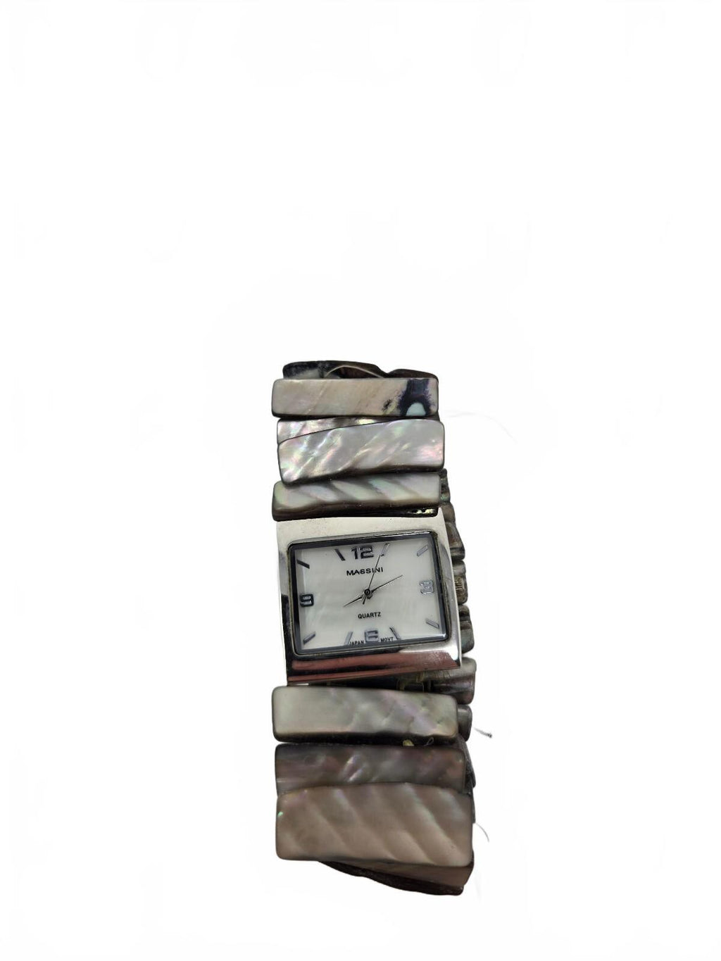 Vintage Massini Quartz Watch – Square Silver Case, White Dial,
