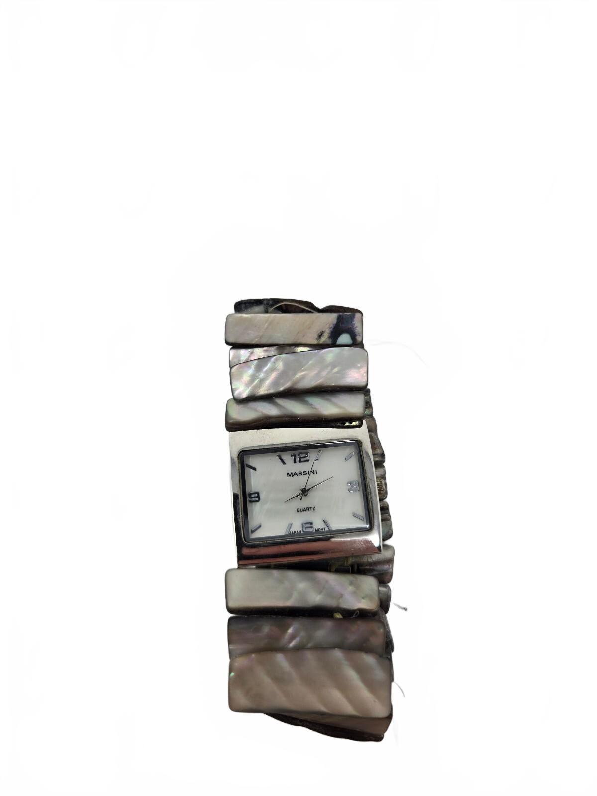 Vintage Massini Quartz Watch – Square Silver Case, White Dial,