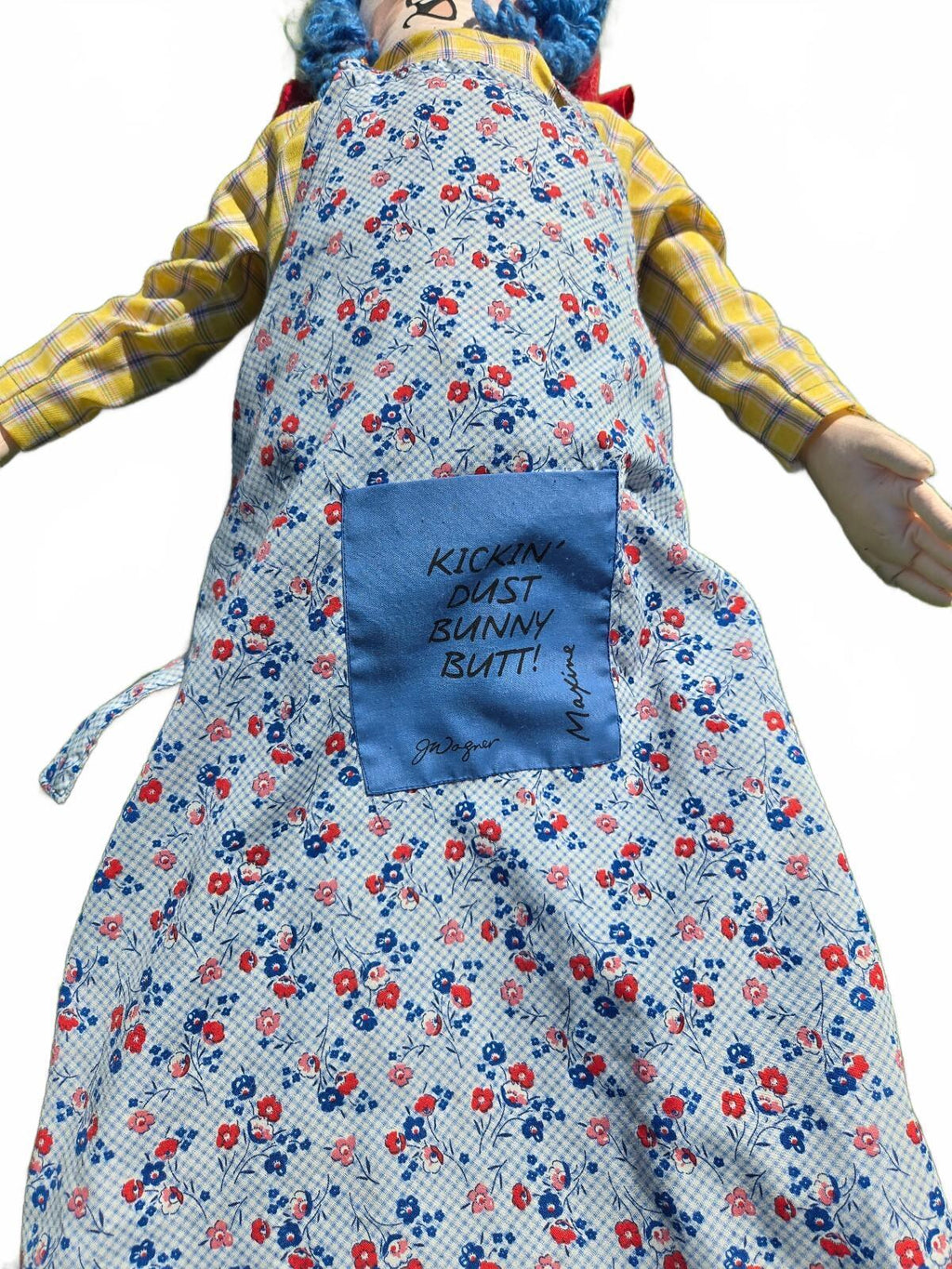 Vintage Handmade Kickin' Dust Bunny Butt Doll with Apron